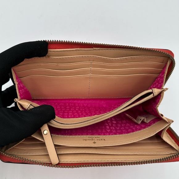 Kate Spade Neda Wellesley  Red Leather Wallet With Vibrant Pink Interior - Picture 11 of 11